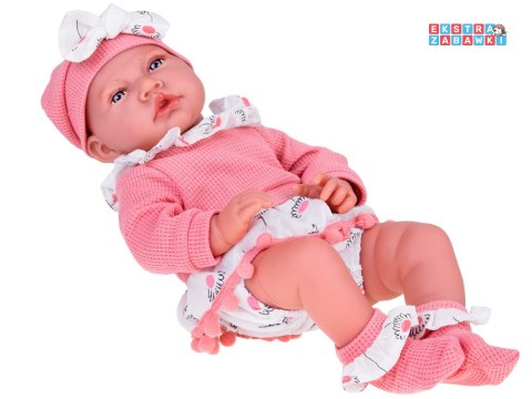 [ZA5188] Lalka Bobas 45 cm dziewczynka miękka i interaktywna różowy komplet
