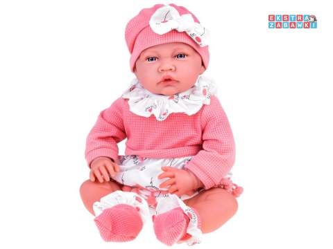 [ZA5188] Lalka Bobas 45 cm dziewczynka miękka i interaktywna różowy komplet