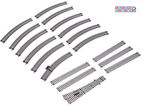 [RC0644] Metalowe tory do kolejki starter HO zakręty bocznica zwrotnica 3m