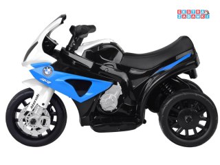 Niebieski Motor sportowy BMW na akumulator - 6V/4Ah, ekoskóra, owiewka - [PA0311]