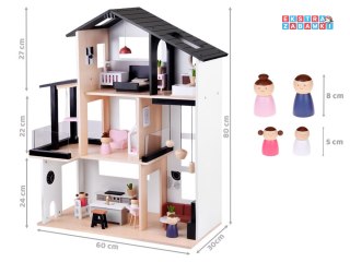 [ZA5073] Nowoczesny drewniany domek dla lalek w wtylu LOFT lalki meble