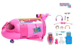 [ZA5092] Różowy tęczowy samolot Barbie Extra Fly Minis lalka pilotka