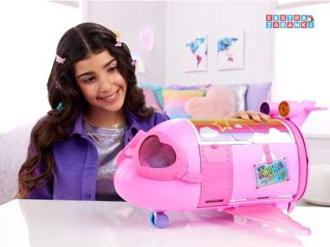 [ZA5092] Różowy tęczowy samolot Barbie Extra Fly Minis lalka pilotka