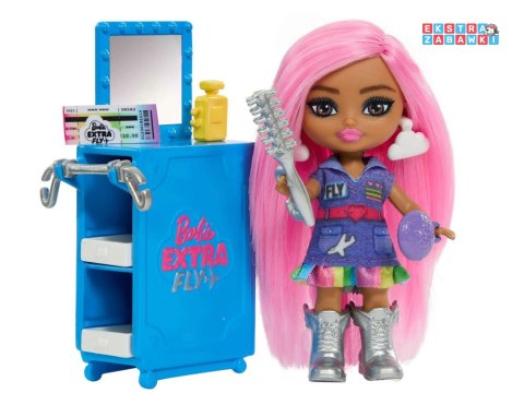 [ZA5092] Różowy tęczowy samolot Barbie Extra Fly Minis lalka pilotka