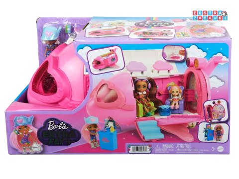 [ZA5092] Różowy tęczowy samolot Barbie Extra Fly Minis lalka pilotka