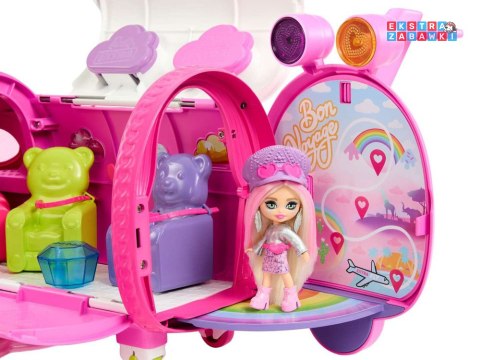 [ZA5092] Różowy tęczowy samolot Barbie Extra Fly Minis lalka pilotka