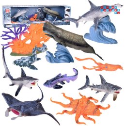 [ZA5173] Seria zwierzęta morskie zestaw figurek manta waleń kałamarnica sum