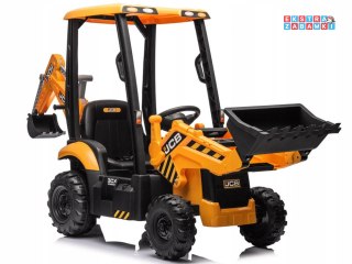 Traktor koparka ładowarka pojazd budowlany 4w1 na akumulator - żółty, 2x25W, wolny start, amortyzacja [PA0312]
