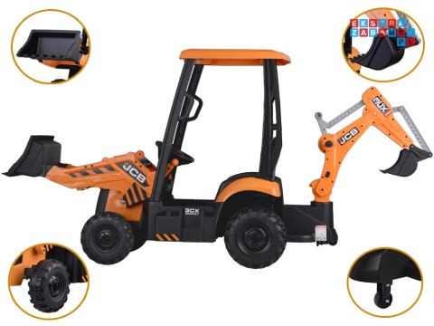 [PA0312] Traktor koparka ładowarka pojazd budowlany 4w1 na akumulator 2x25W 12V/4.5Ah wolny start amortyzacja - żółty