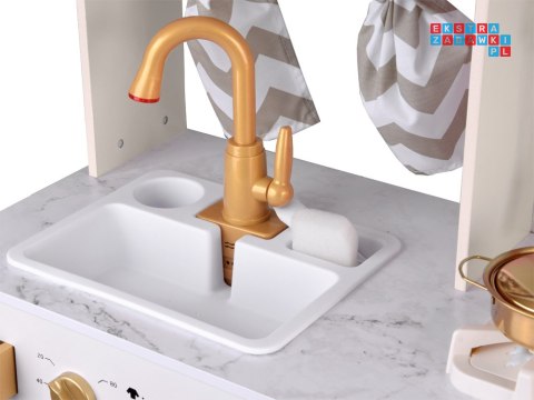 Duża Kuchnia drewniana Styl Glamour Złote dodatki Światło + dźwięk ZA5270