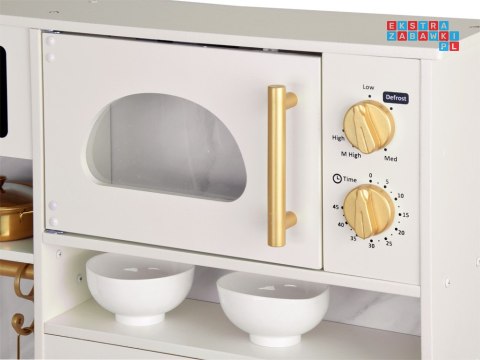 Duża Kuchnia drewniana Styl Glamour Złote dodatki Światło + dźwięk ZA5270