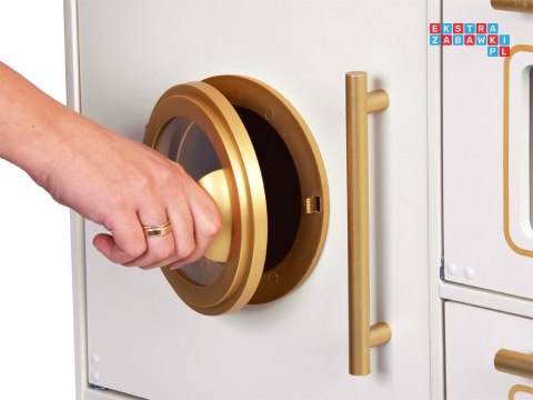 Duża Kuchnia drewniana Styl Glamour Złote dodatki Światło + dźwięk ZA5270