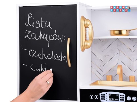 [ZA5269] Duża kuchnia drewniana dla dzieci lodówka piekarnik kostkarka zlew - biała