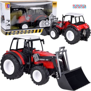[RC0666] Duży czerwony traktor z ruchomym ramieniem i wielkimi kołami