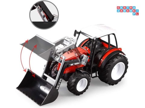 Duży Czerwony Traktor z Ruchomym Ramieniem i Wielkimi Kołami RC0666