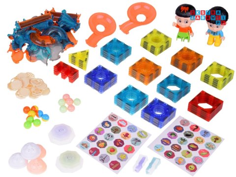 Klocki Magnetyczne 3D Zbuduj Duży świecący Tor Kulkowy 142 ele ZA5238