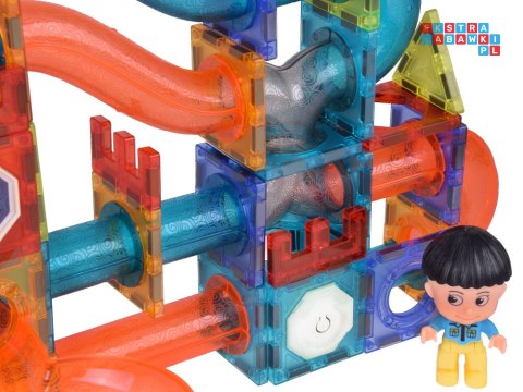 Klocki Magnetyczne 3D Zbuduj Duży świecący Tor Kulkowy 142 ele ZA5238