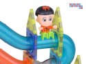 Klocki Magnetyczne 3D Zbuduj Duży świecący Tor Kulkowy 142 ele ZA5238