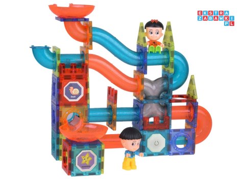 Klocki Magnetyczne 3D Zbuduj Duży świecący Tor Kulkowy 142 ele ZA5238