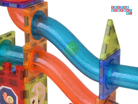 Klocki Magnetyczne 3D Zbuduj Duży świecący Tor Kulkowy 142 ele ZA5238