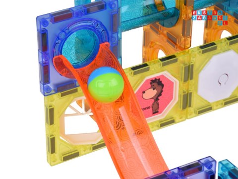 [ZA5250] Klocki Magnetyczne 3D dla dzieci Zbuduj Świecący Tor Kulkowy 49 el.