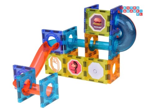 [ZA5250] Klocki Magnetyczne 3D dla dzieci Zbuduj Świecący Tor Kulkowy 49 el.