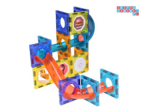 [ZA5250] Klocki Magnetyczne 3D dla dzieci Zbuduj Świecący Tor Kulkowy 49 el.