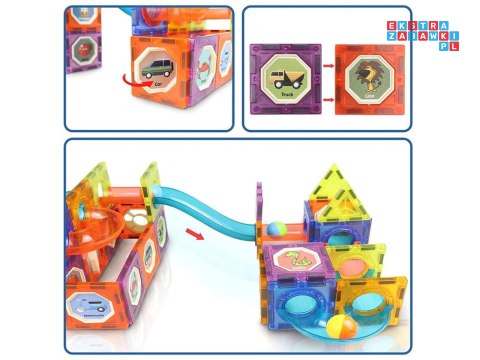 [ZA5250] Klocki Magnetyczne 3D dla dzieci Zbuduj Świecący Tor Kulkowy 49 el.