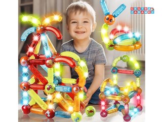 [ZA5239] Klocki magnetyczne 3D kolorowe podświetlane klocki dla dzieci 76 el.