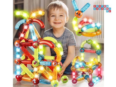 Klocki magnetyczne 3D Kolorowe Podświetlane klocki dla dzieci 76ele ZA5239
