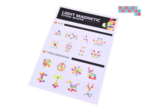 Klocki magnetyczne 3D Kolorowe Podświetlane klocki dla dzieci 76ele ZA5239