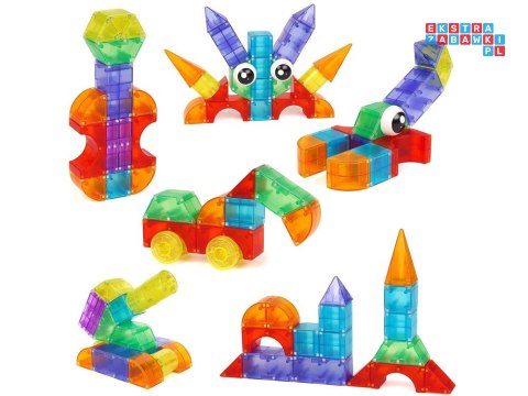 [ZA5240] Klocki magnetyczne 3D Podświetlane klocki magnetyczne 64 ele