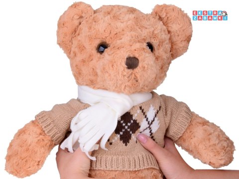 [ZA5330] Miś pluszowy mięciutki niedźwiadek w sweterku i szaliku 60cm