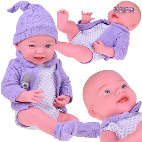 [ZA5321] Uśmiechnięta lalka bobas 40cm laleczka dzidziuś fioletowy sweterek