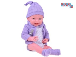 [ZA5321] Uśmiechnięta lalka bobas 40cm laleczka dzidziuś fioletowy sweterek