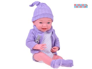 [ZA5321] Uśmiechnięta lalka bobas 40cm laleczka dzidziuś fioletowy sweterek