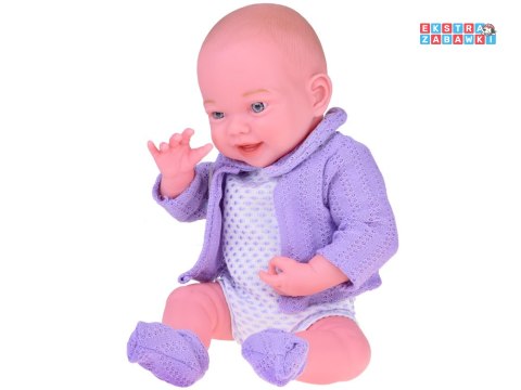 [ZA5321] Uśmiechnięta lalka bobas 40cm laleczka dzidziuś fioletowy sweterek