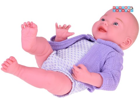 [ZA5321] Uśmiechnięta lalka bobas 40cm laleczka dzidziuś fioletowy sweterek