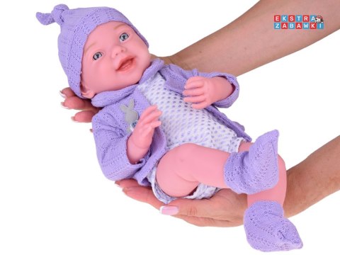 [ZA5321] Uśmiechnięta lalka bobas 40cm laleczka dzidziuś fioletowy sweterek