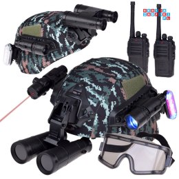 [ZA5310] Zestaw dla żołnierza hełm lornetka laser lampka walkie talkie moro