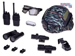 [ZA5310] Zestaw dla żołnierza hełm lornetka laser lampka walkie talkie moro