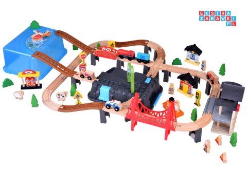 Drewniana Kolejka Klocki zbuduj Miasto Pociąg lokomotywa 100 elem ZA5380