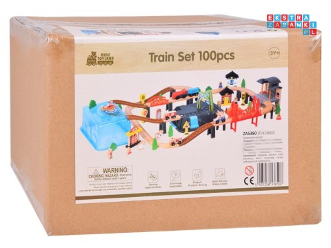 Drewniana Kolejka Klocki zbuduj Miasto Pociąg lokomotywa 100 elem ZA5380