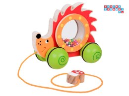 [ZA5379] Drewniany jeżyk na kółkach z kolorowymi kuleczkami zabawka