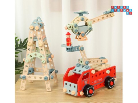 Drewniany Zestaw konstrukcyjny Klocki zbuduj Auto Wieże 129 ele ZA5381