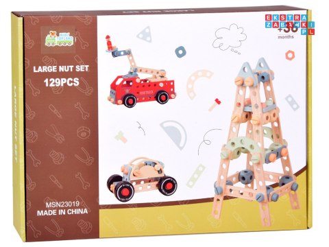 Drewniany Zestaw konstrukcyjny Klocki zbuduj Auto Wieże 129 ele ZA5381