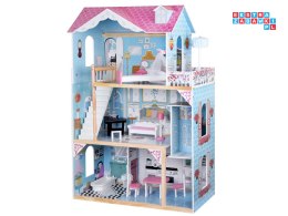 [ZA5457] Duży drewniany domek dla lalek drewniane mebelki pastelowe kolory