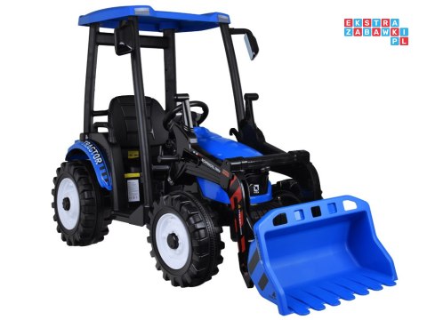 [PA0320] Duży traktor z przyczepą i łyżką na akumulator 2x200W 24V/7Ah Bluetooth wolny start - niebieski
