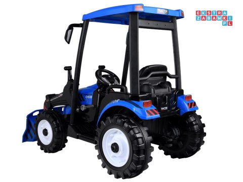 [PA0320] Duży traktor z przyczepą i łyżką na akumulator 2x200W 24V/7Ah Bluetooth wolny start - niebieski