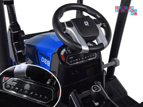 [PA0320] Duży traktor z przyczepą i łyżką na akumulator 2x200W 24V/7Ah Bluetooth wolny start - niebieski